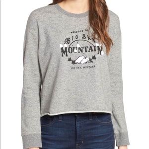 Madewell Gray 'Big Sky Mountain' Graphic Cropped Sweatshirt